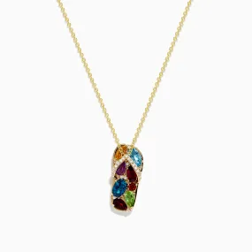 14K Gold Multi Gemstone and Diamond Sandal Pendant