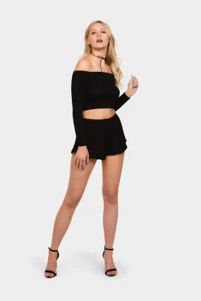 Black Off The Shoulder Bardot Crop Top