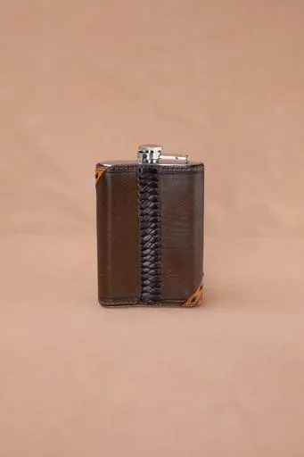 Chocolate Brown and Russet Diagonal Tooled Flask