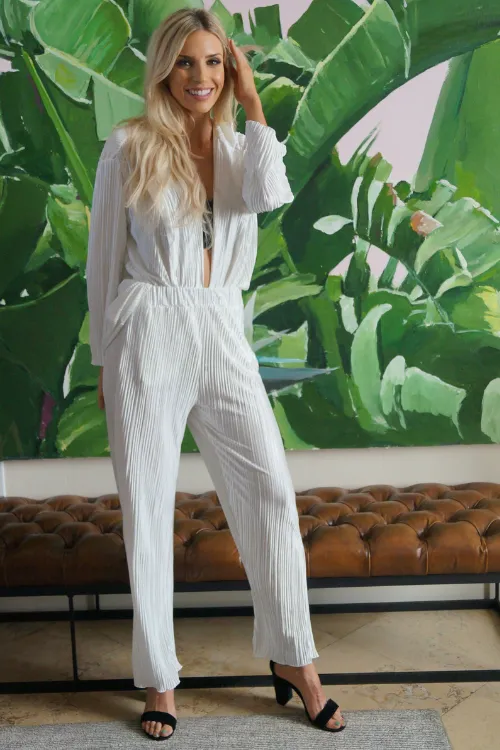 Enchanted Plisse Dress Pants- Ivory