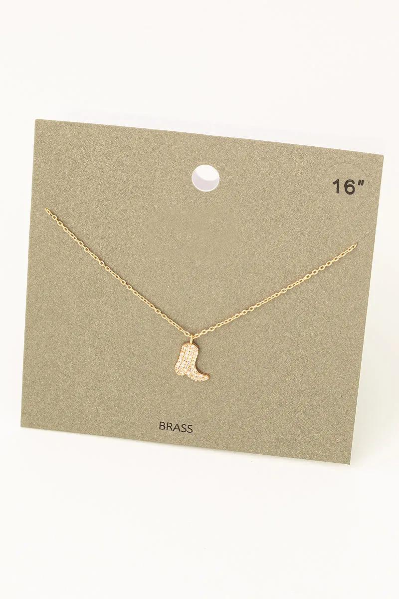 GOLD COWBOY BOOT PENDANT NECKLACE