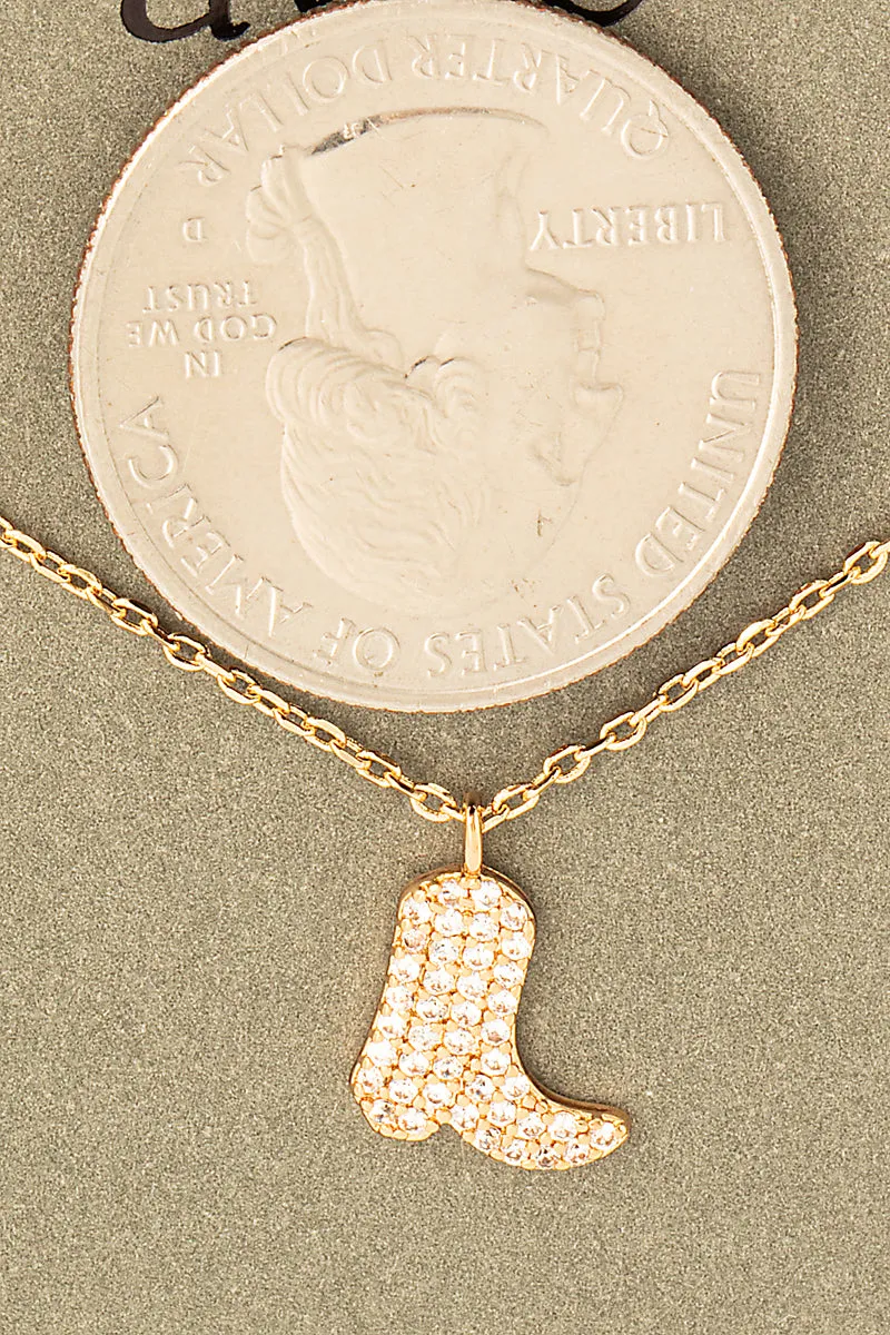 GOLD COWBOY BOOT PENDANT NECKLACE