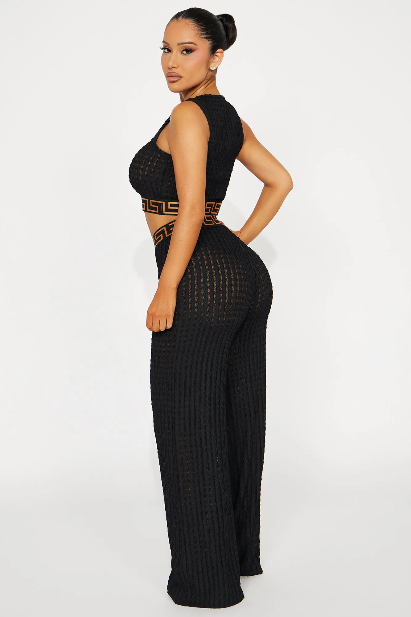 Her World Textured Pant Set - Black