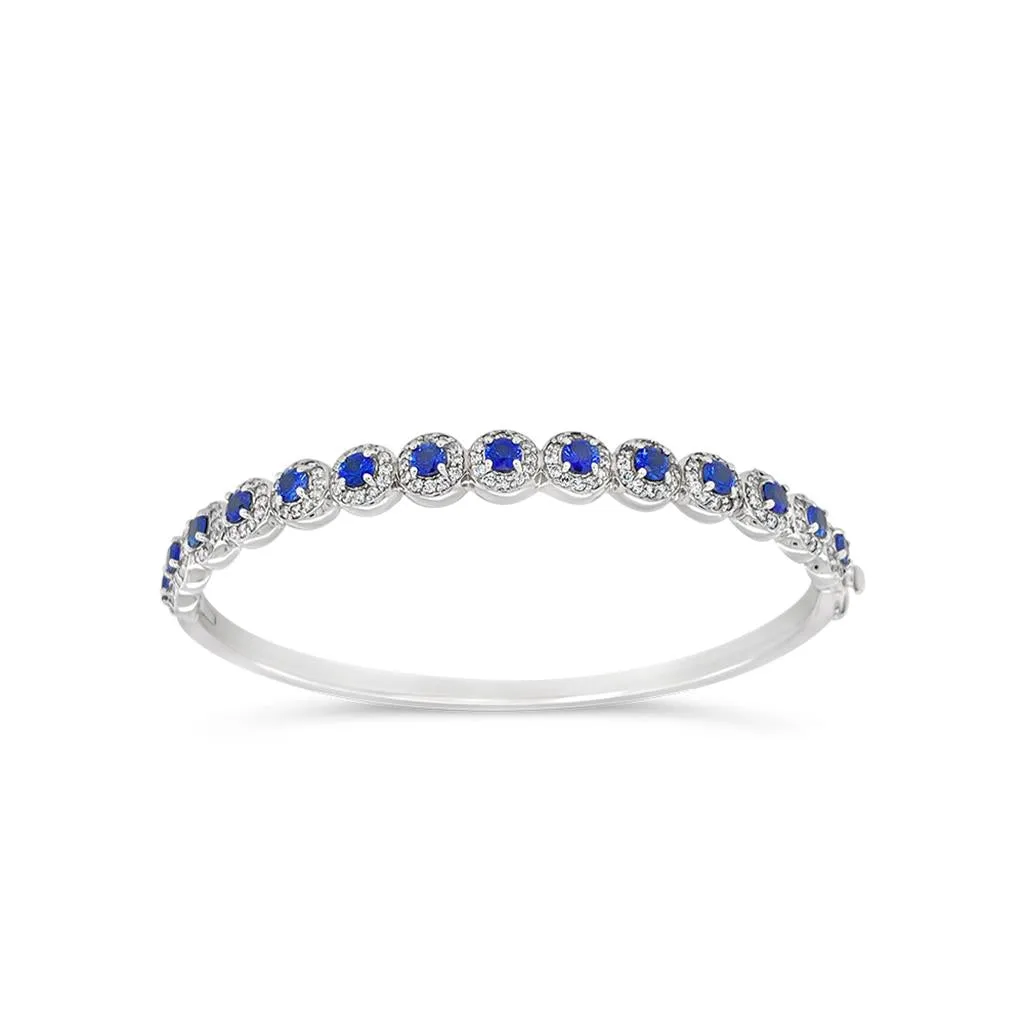 Irisa by Martin Binder Blue Sapphire & Diamond Halo Bangle Bracelet