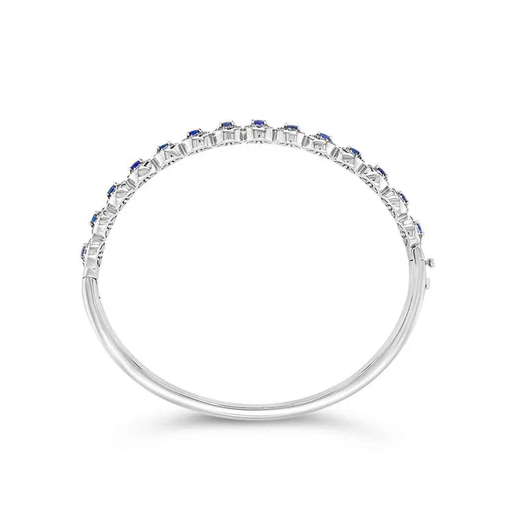 Irisa by Martin Binder Blue Sapphire & Diamond Halo Bangle Bracelet