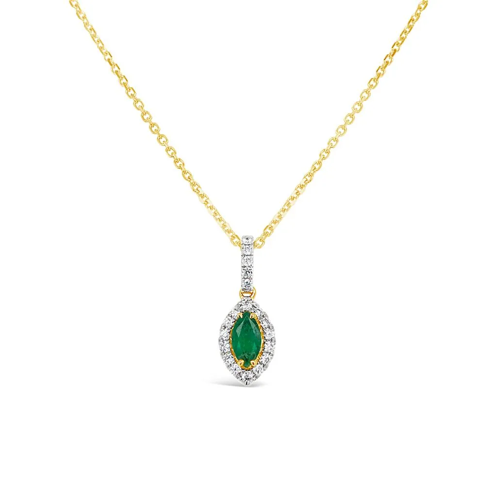 Irisa by Martin Binder Marquise Emerald & Diamond Halo Necklace