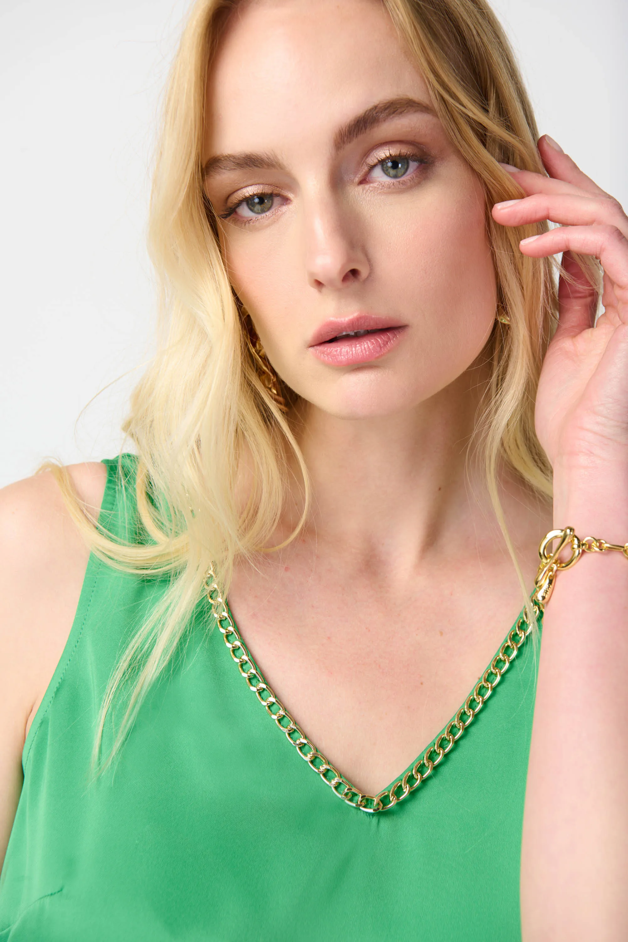 Joseph Ribkoff Satin Cami Gold Chain Detail -241928