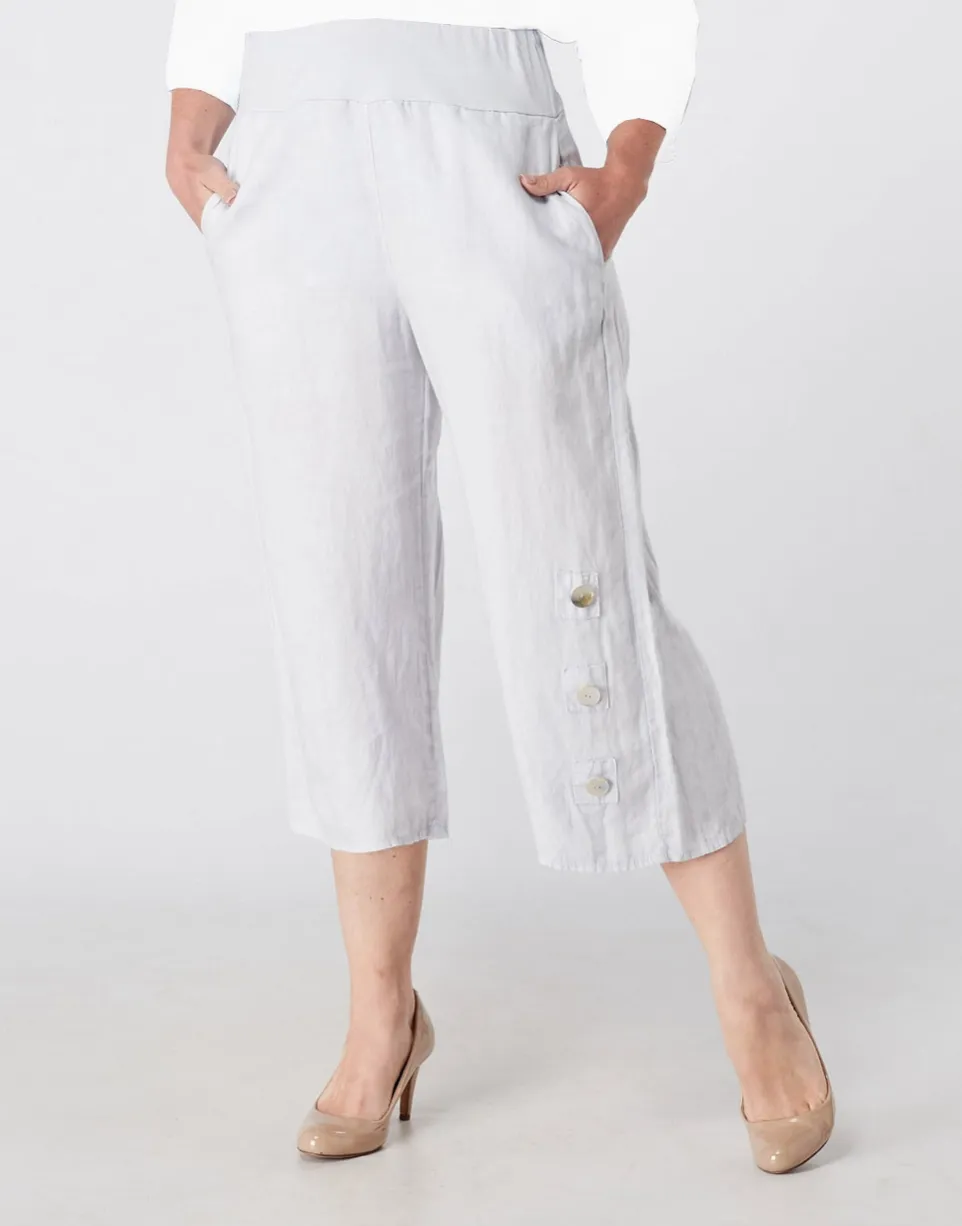 Luca Vanucci pant 1530, button-detail linen-blend