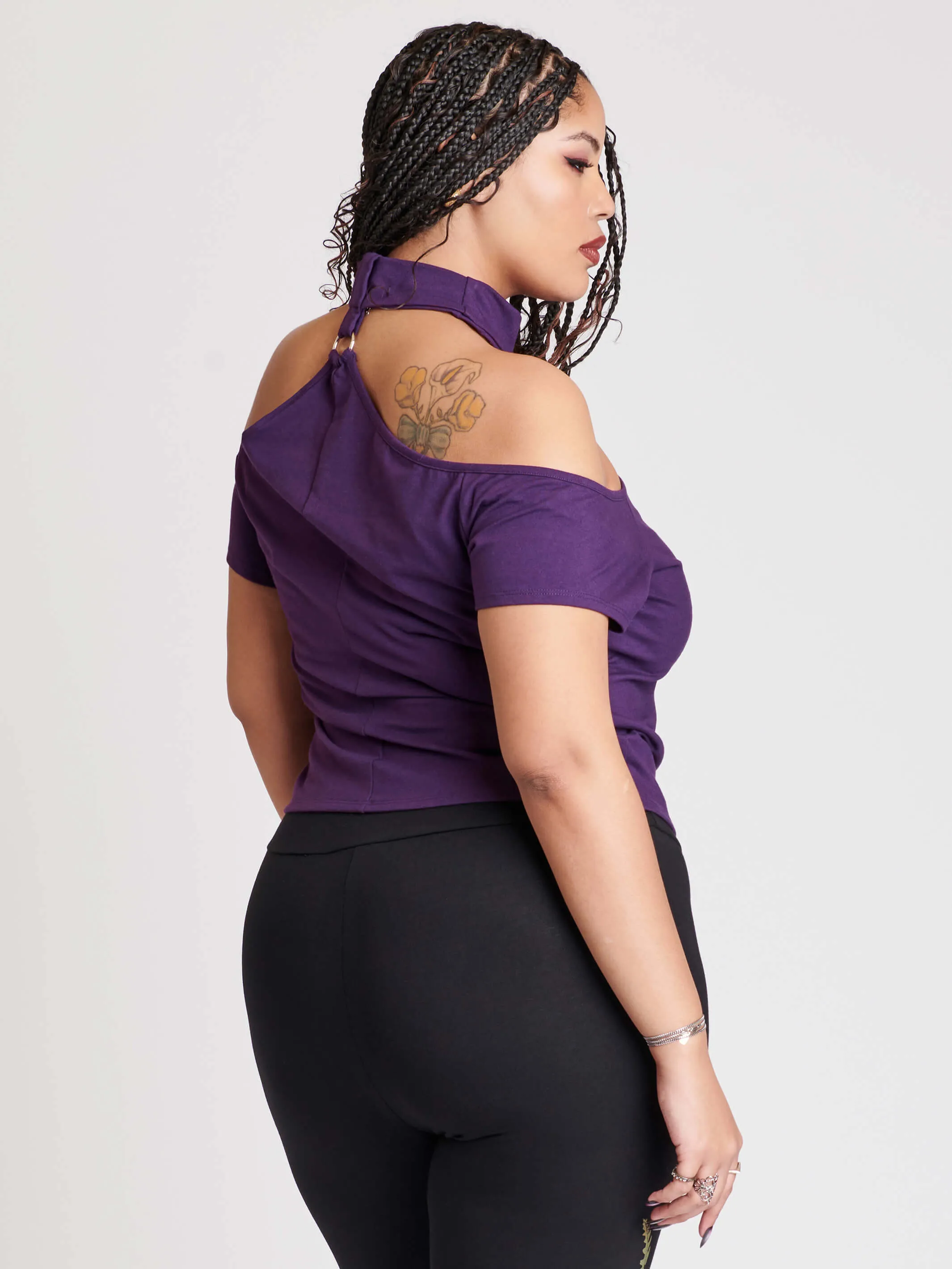 Purple Choker Off Shoulder Top