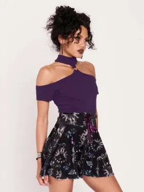 Purple Choker Off Shoulder Top