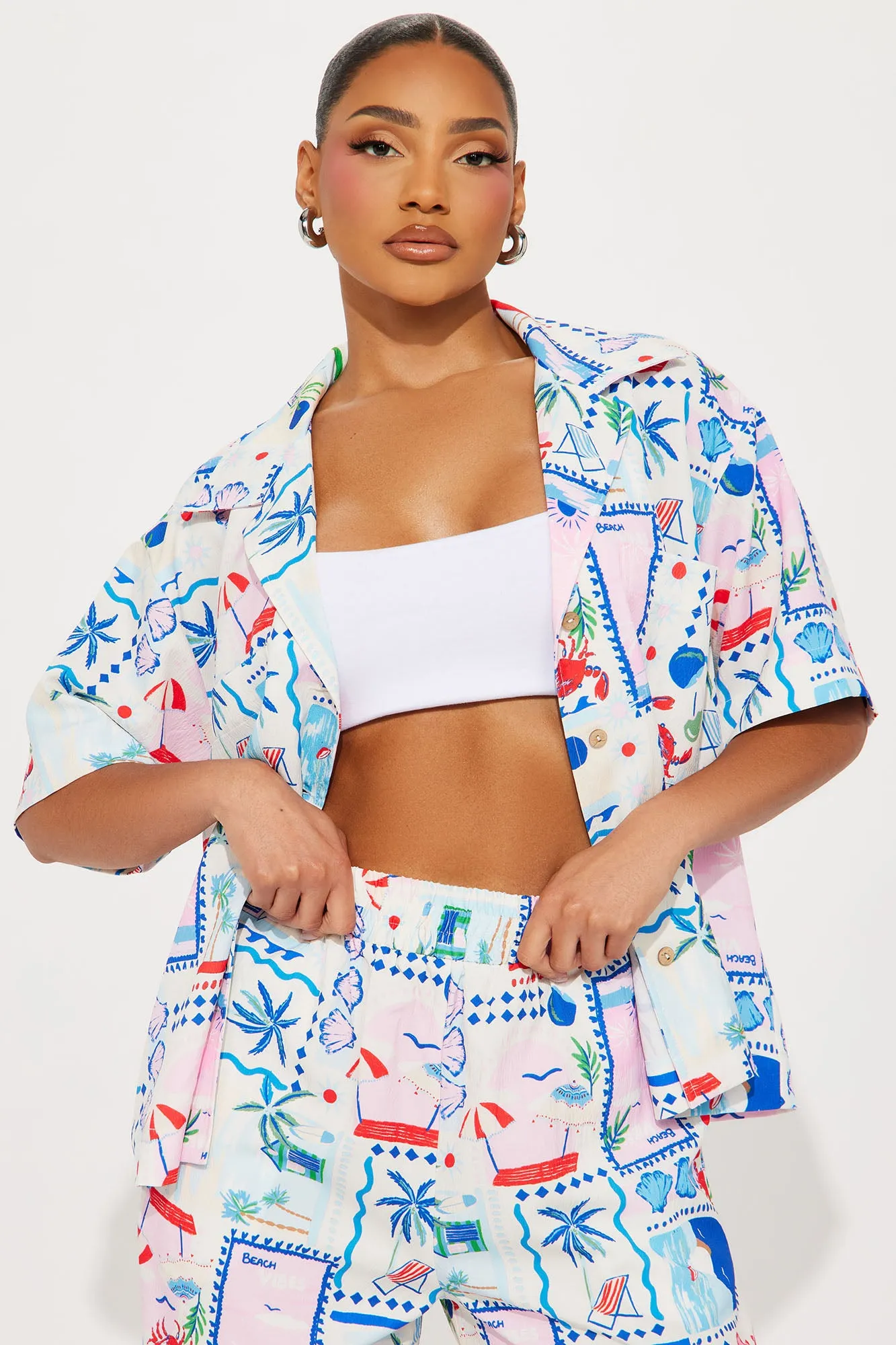 Send Me A Postcard Pant Set - Blue/combo